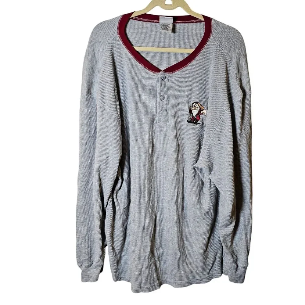 Disney Snow White Thermal Long Sleeve Gray Pajama Top - Picture 7 of 13